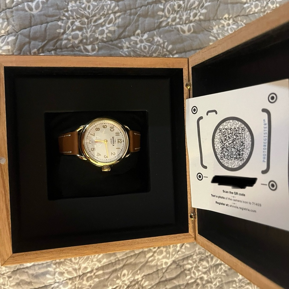 Brown Leather Strap Watch with Gold Accents